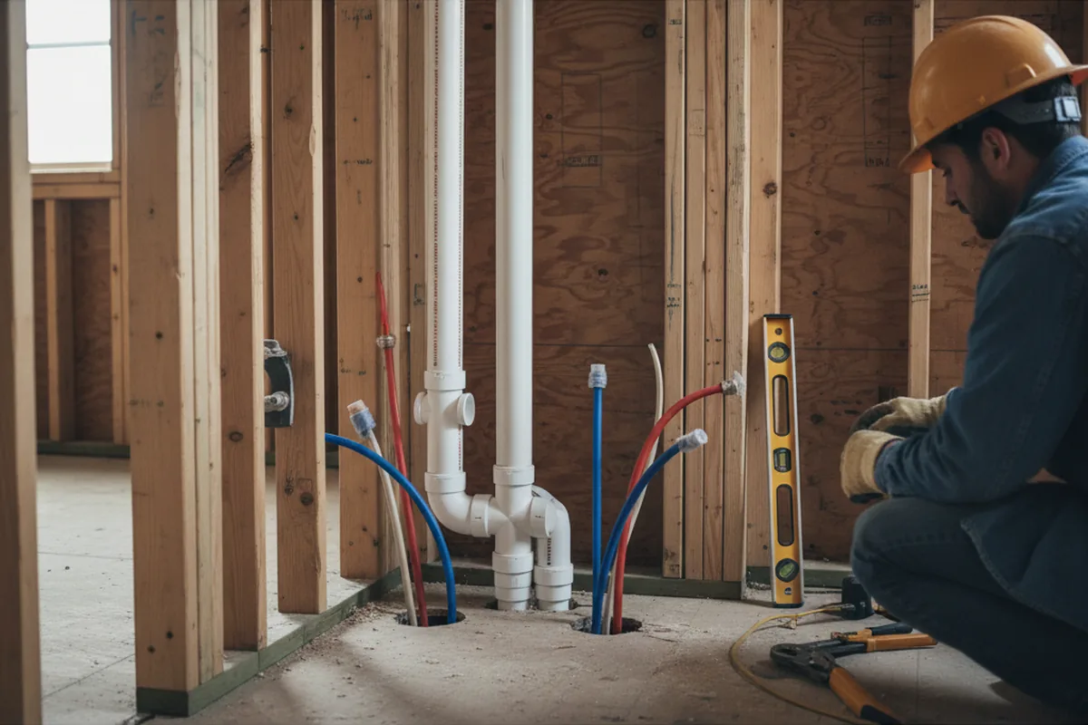 Drain and supply rough-in during Garbage Disposal Repair in Abingdon