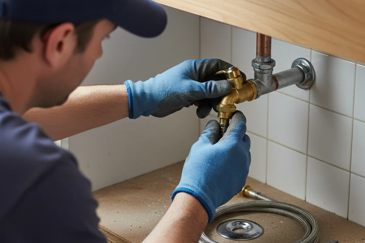 Shutoff valve and fitting work during Burst Pipe Repair in Abingdon